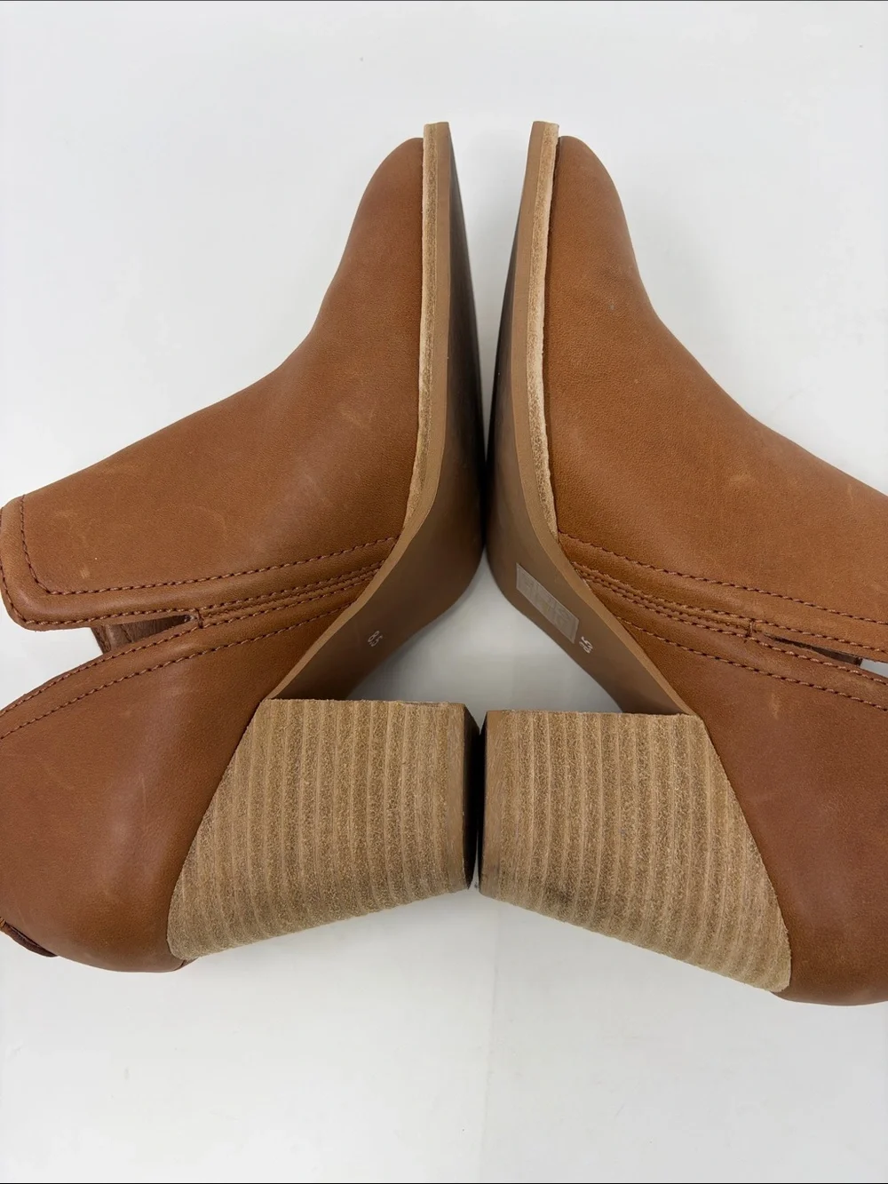 Jeffrey Campbell Brown Leather Slip-On Booties with Stacked Heel Size 8.5